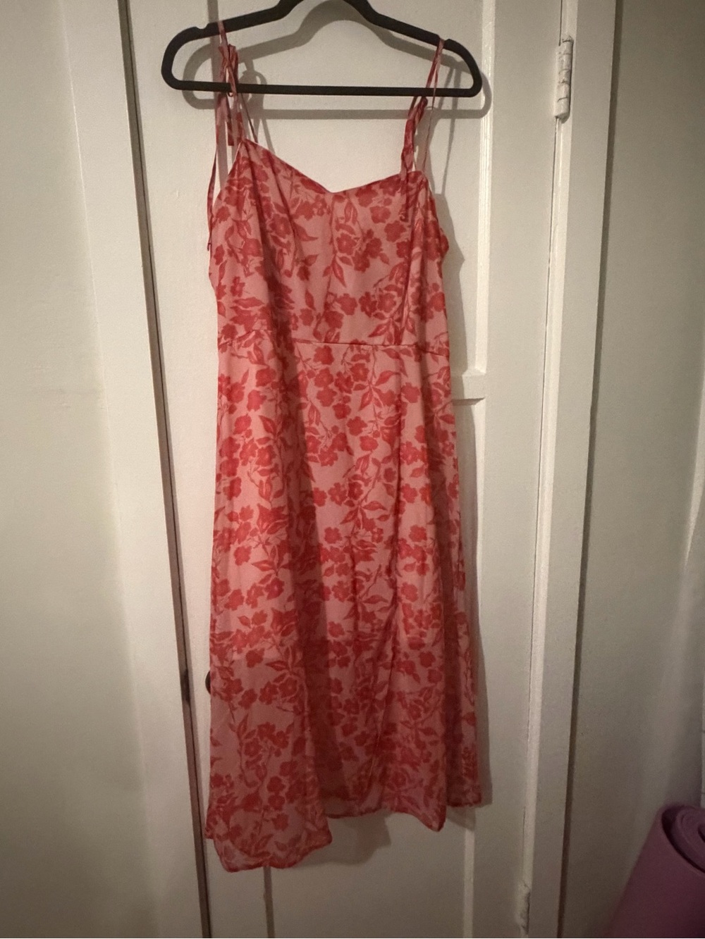 Trendyol Coral Pink Floral Midi Slip Dress